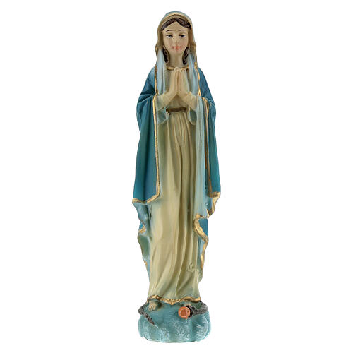 Inmaculada 12 cm manos juntas estatua resina pintada 1