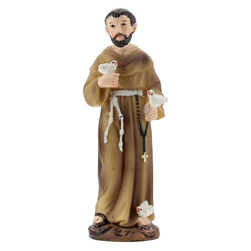 Saint Francis with birds 9 cm painted resin statue 1