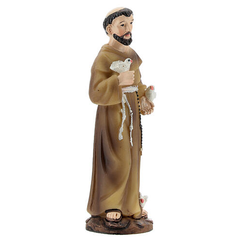 Saint Francis with birds 9 cm painted resin statue 3