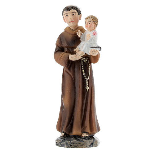 St Anthony statue with Child painted resin 9 cm 1
