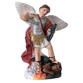 Saint Michael the Archangel against demon painted resin statue 9 cm