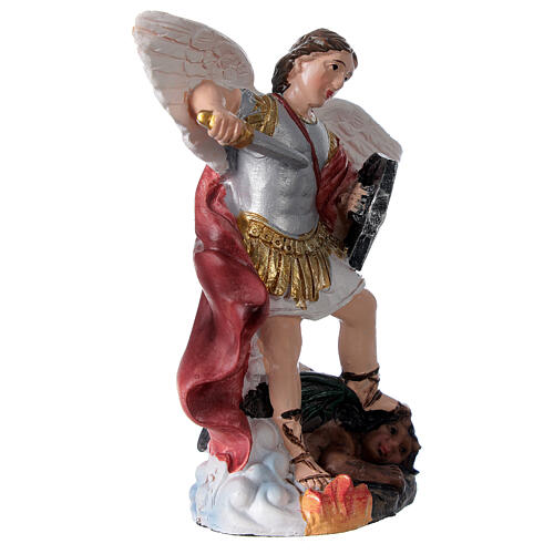 Saint Michael the Archangel against demon painted resin statue 9 cm 3