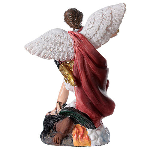 Saint Michael the Archangel against demon painted resin statue 9 cm 4
