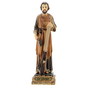 St Joseph the carpenter statue in painted resin 15 cm