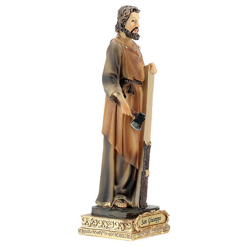 St Joseph the carpenter statue in painted resin 15 cm 3