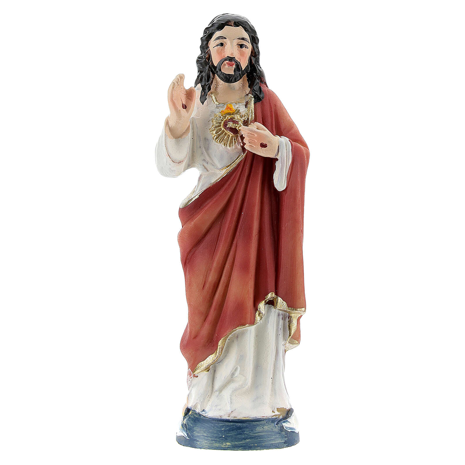 Sacred Heart of Jesus painted resin statue 9 cm | online sales on ...