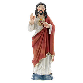 Sacred Heart of Jesus painted resin statue 9 cm