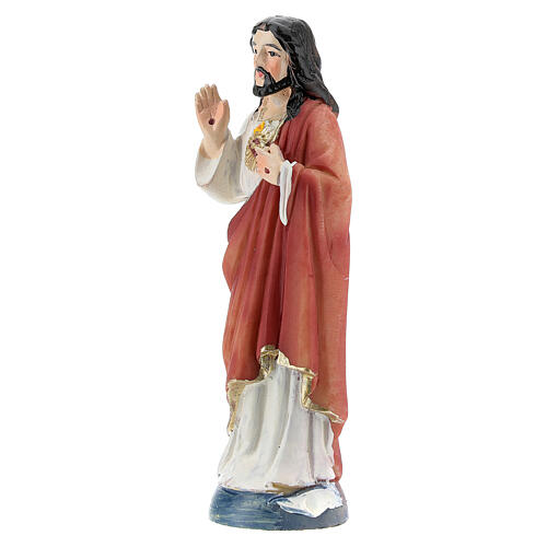 Sacred Heart of Jesus painted resin statue 9 cm 2