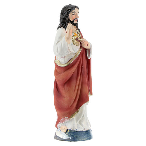 Sacred Heart of Jesus painted resin statue 9 cm 3