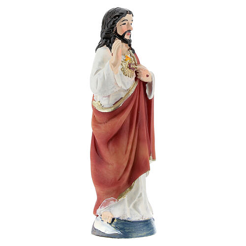 Gesù Sacro Cuore statua resina 9 cm dipinta 3