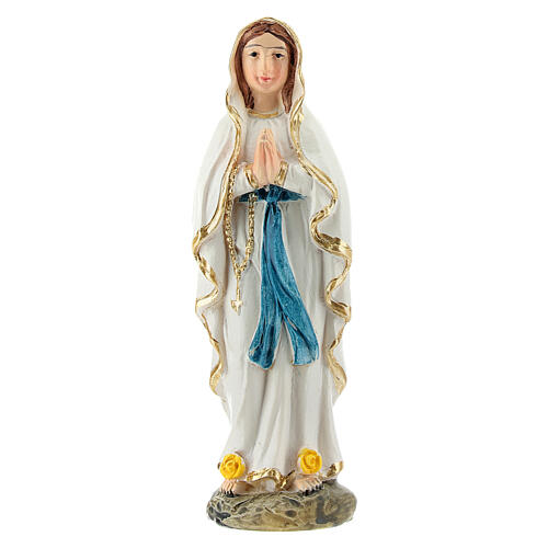Our Lady of Lourdes painted resin statue 9 cm 1