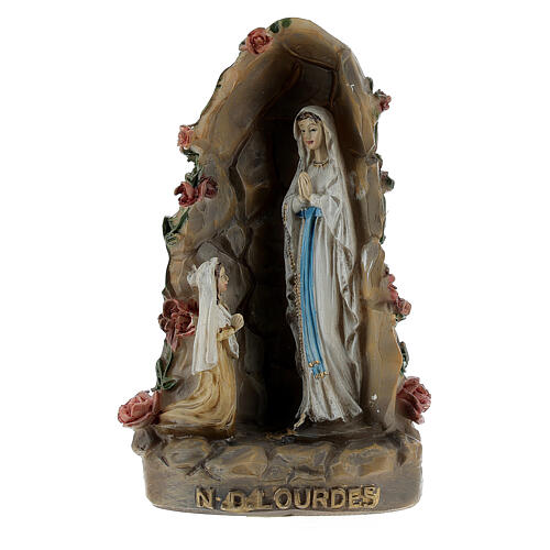 Our Lady of Lourdes with cave painted resin 10 cm 1