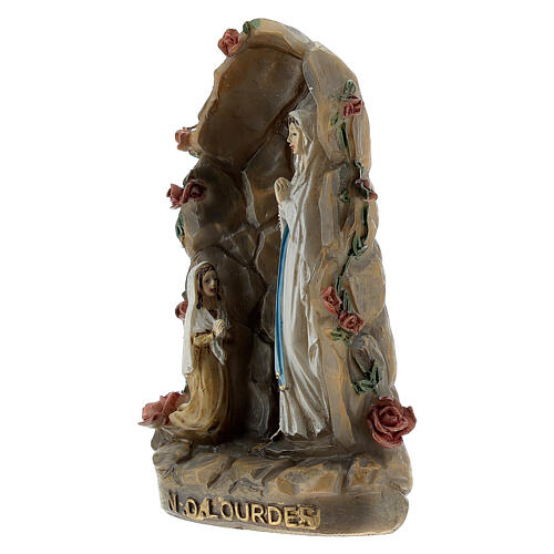 Our Lady of Lourdes with cave painted resin 10 cm 2