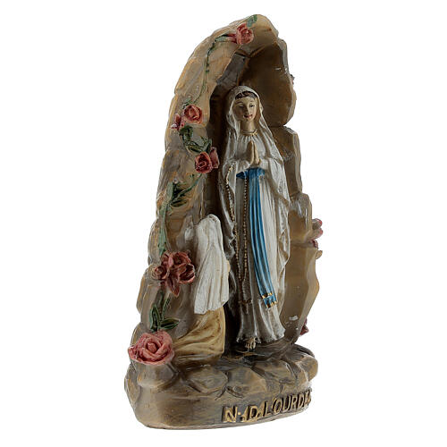 Our Lady of Lourdes with cave painted resin 10 cm 3