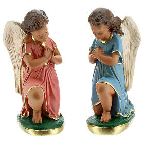 Statue of angels praying 20 cm plaster hand painted Arte Barsanti
