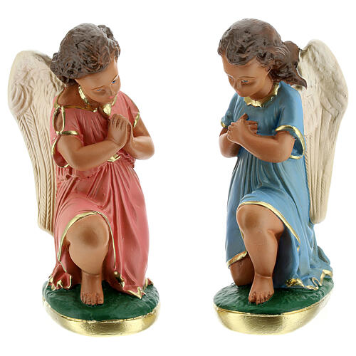 Statue of angels praying 20 cm plaster hand painted Arte Barsanti 1