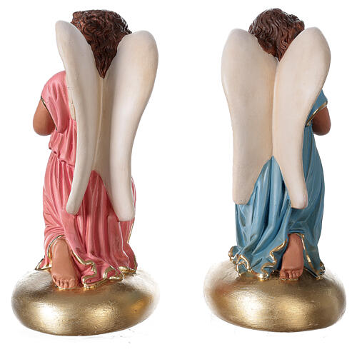 Anges en prière statue plâtre 30 cm peint main Arte Barsanti 6