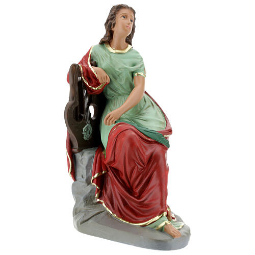 Sainte Cécile statue plâtre 30 cm peinte main Barsanti 1