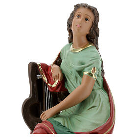Saint Cecilia plaster statue, 30 cm hand painted Barsanti