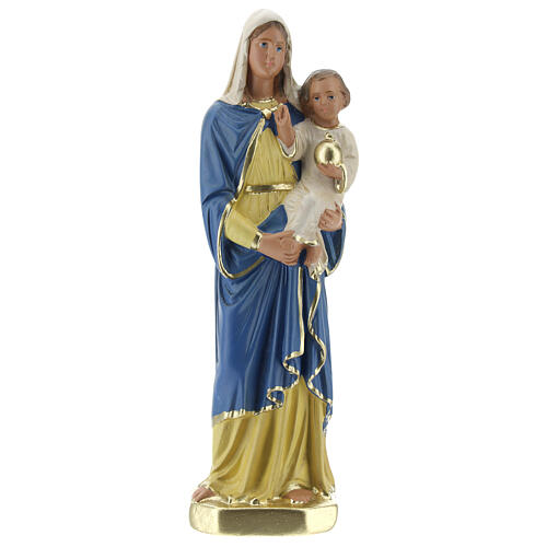 Statue aus Gips Maria mit dem Jesuskind handbemalt von Arte Barsanti, 20 cm 1