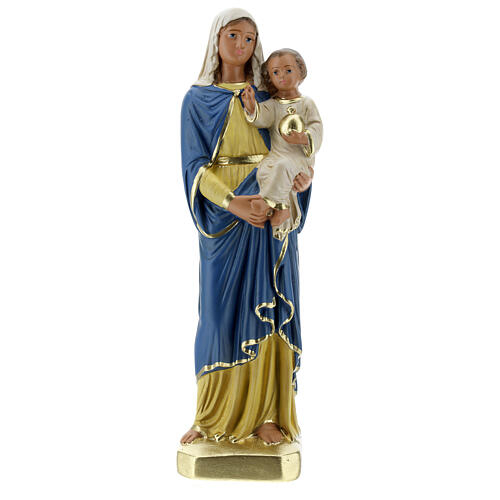 Statue aus Gips Maria mit dem Jesuskind handbemalt von Arte Barsanti, 30 cm 1