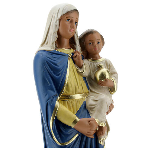 Statue aus Gips Maria mit dem Jesuskind handbemalt von Arte Barsanti, 30 cm 2