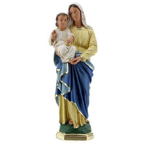 Statue aus Gips Maria mit dem Jesuskind handbemalt von Arte Barsanti, 40 cm 1
