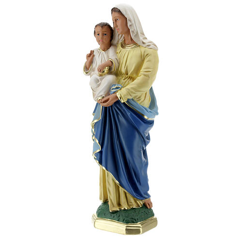 Statue aus Gips Maria mit dem Jesuskind handbemalt von Arte Barsanti, 40 cm 3