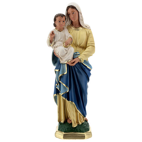 Vierge à l'Enfant statue plâtre 40 cm colorée à la main Barsanti 7