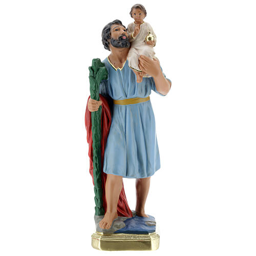 Estatua San Cristóforo yeso 30 cm pintada a mano Arte Barsanti 1