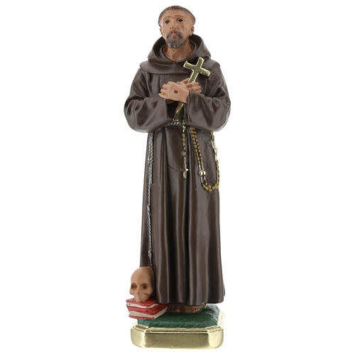 Saint Francis of Assisi statue, 20 cm hand painted plaster Barsanti 1