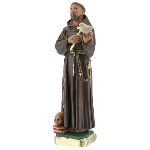 Saint François d'Assise avec colombe statue plâtre 20 cm Barsanti 2