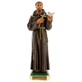 Statue des Heiligen Franziskus von Assisi mit Taube, 30 cm, Gips, Arte Barsanti