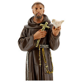 Statue des Heiligen Franziskus von Assisi mit Taube, 30 cm, Gips, Arte Barsanti