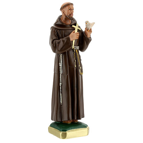 Statue des Heiligen Franziskus von Assisi mit Taube, 30 cm, Gips, Arte Barsanti 4