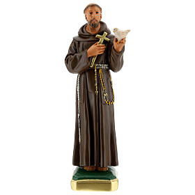 St Francis of Assisi statue with dove h 12 in plaster Arte Barsanti