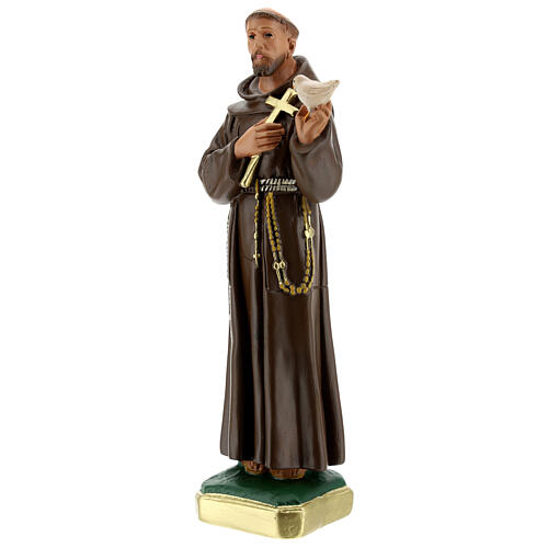 St Francis of Assisi statue with dove h 12 in plaster Arte Barsanti 3