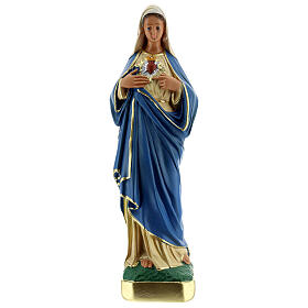 Statue Maria Unbeflecktes Herz, 30 cm, handbemaltes Gips, Arte Barsanti