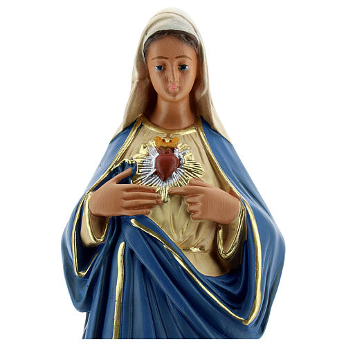 Sacred Heart of Mary hand painted plaster statue Arte Barsanti 30 cm 2