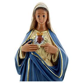 Estatua Sagrado Corazón María 30 cm yeso coloreado a mano Arte Barsanti