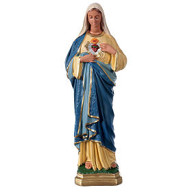 Sagrado Corazón de María 40 cm estatua yeso pintada a mano Arte Barsanti