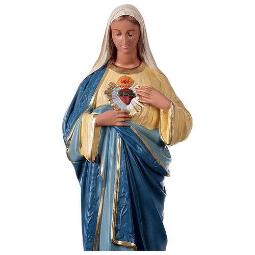 Imagem gesso pintada à mão Sagrado Coração de Maria 40 cm Arte Barsanti 2