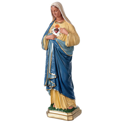 Imagem gesso pintada à mão Sagrado Coração de Maria 40 cm Arte Barsanti 3