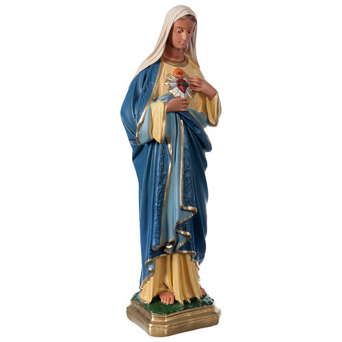 Imagem gesso pintada à mão Sagrado Coração de Maria 40 cm Arte Barsanti 4