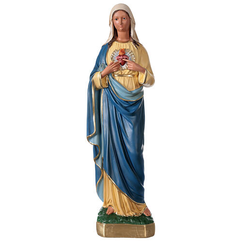 Sagrado Corazón de María estatua yeso 60 cm coloreada mano Arte Barsanti 1