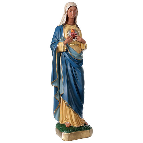 Imagem gesso pintada à mão Sagrado Coração de Maria 60 cm Arte Barsanti 4