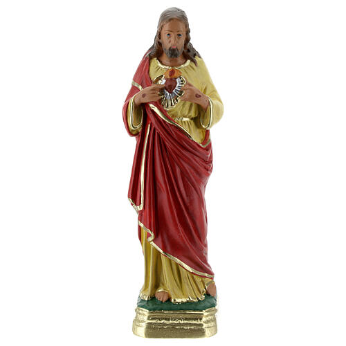 Sagrado Corazón de Jesús manos en el pecho estatua yeso 15 cm Barsanti 1