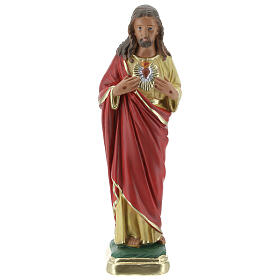 Sacred Heart of Jesus hands to chest plaster statue 20 cm Arte Barsanti