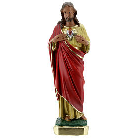 Sacred Heart of Jesus plaster statue, 25 cm hand painted Barsanti