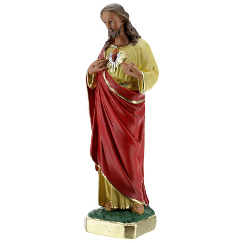 Sacred Heart of Jesus plaster statue, 25 cm hand painted Barsanti 3